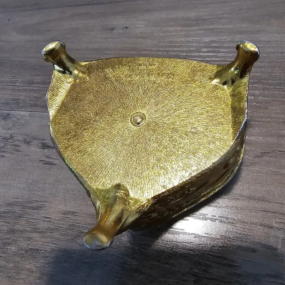 Vintage Gold Metal Heart Trinket Jewelry Box Cherub Velvet Japan Renaissance